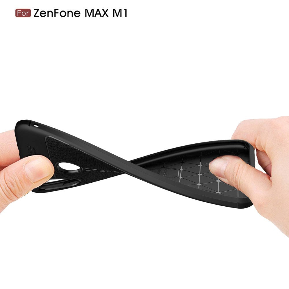 Asus ZenFone Max M1 ZB555KL Litchi Skal TPU - Svart