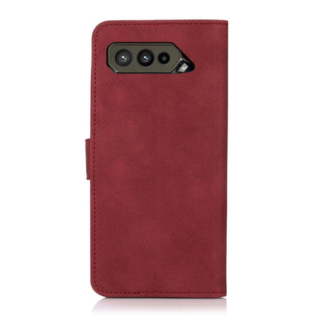 Asus Rog Phone 5 KHAZNEH Leather Wallet Case - Tygstruktur - Röd