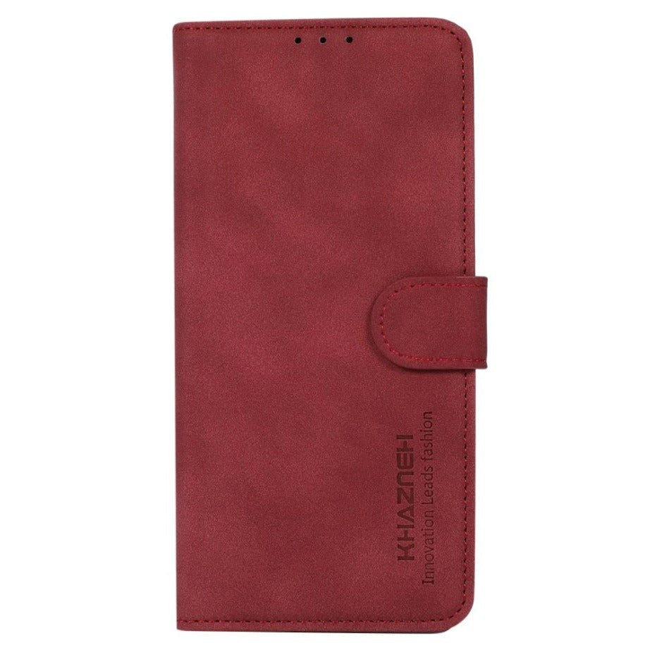 Asus Rog Phone 5 KHAZNEH Leather Wallet Case - Tygstruktur - Röd