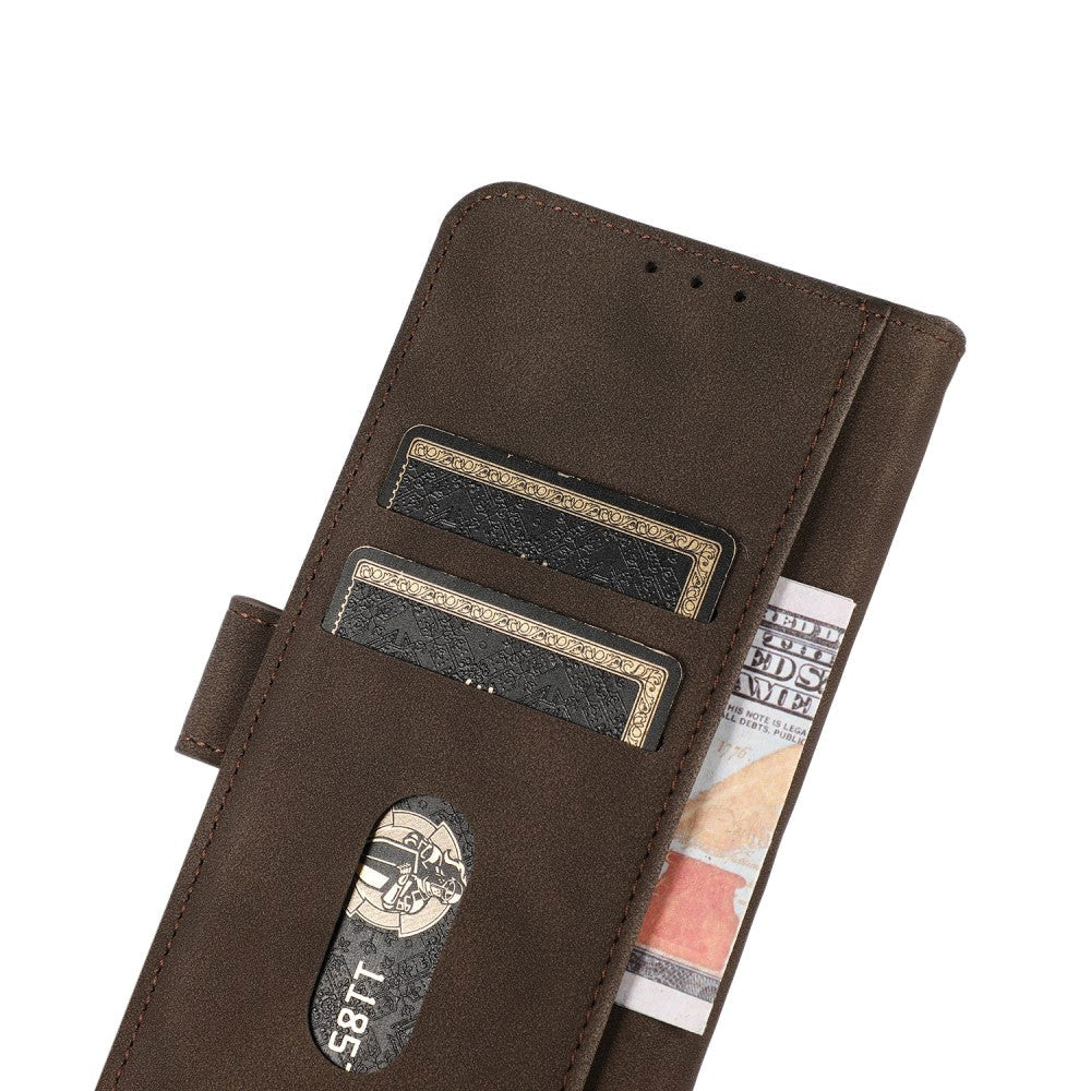 Asus Rog Phone 5 KHAZNEH Leather Wallet Case - Fabric Texture - Brown