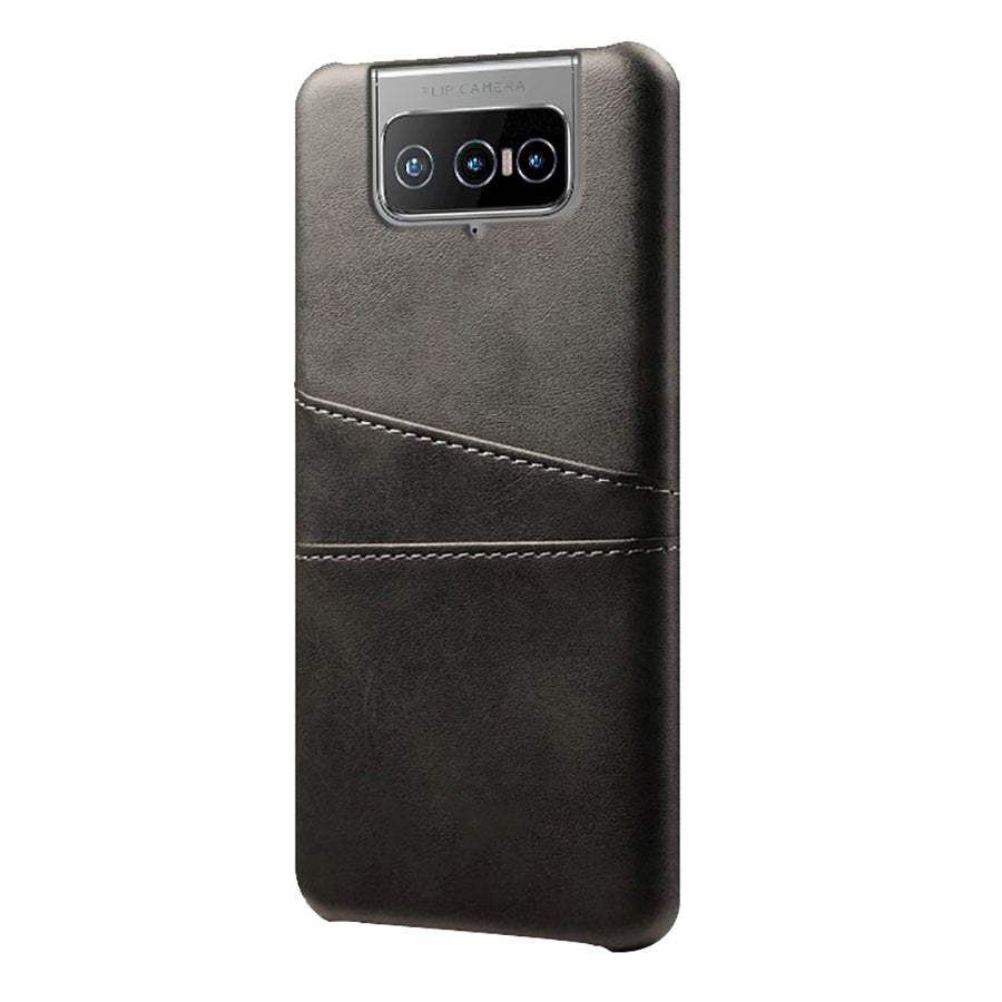 Asus ZenFone 8 Flip Imitation Leather Case m. Korthållare - Svart