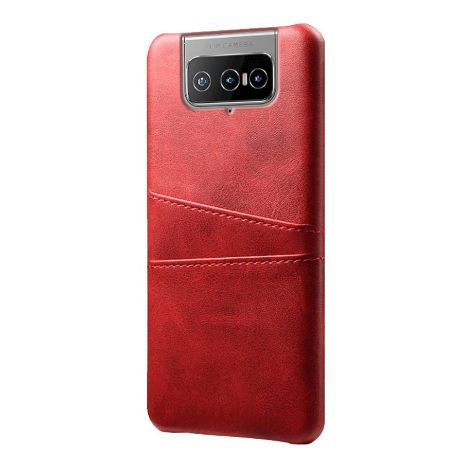 Asus ZenFone 8 Flip Imitation Leather Case m. Korthållare - röd