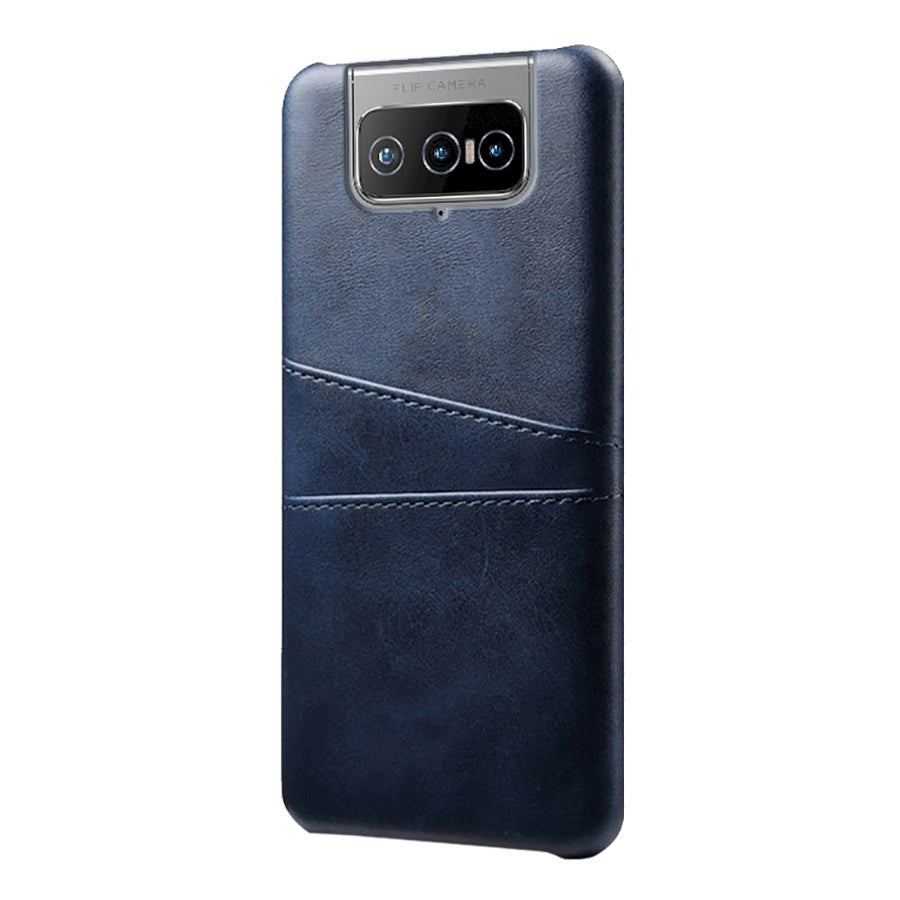 Asus ZenFone 8 Flip Imitation Leather Case m. Korthållare - blå