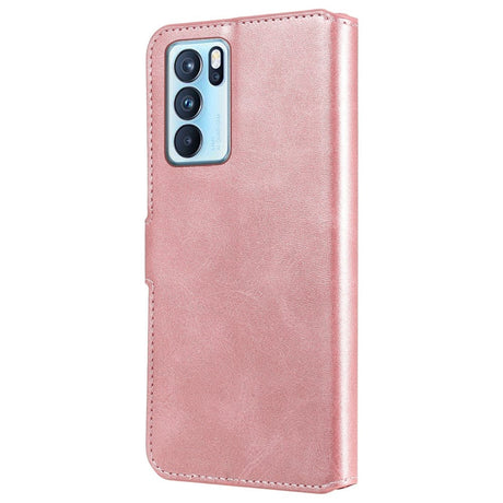 Oppo Reno6 Pro Läder Plånboksfodral & Magnetlås - Rose Gold