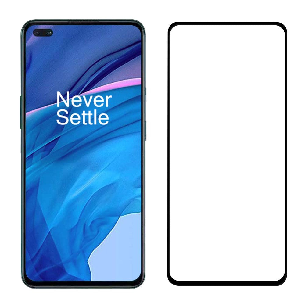 OnePlus Nord / Nord 2 (5G) Härdat Glas- Fodralvänligt - Skärmskydd - Svart ram