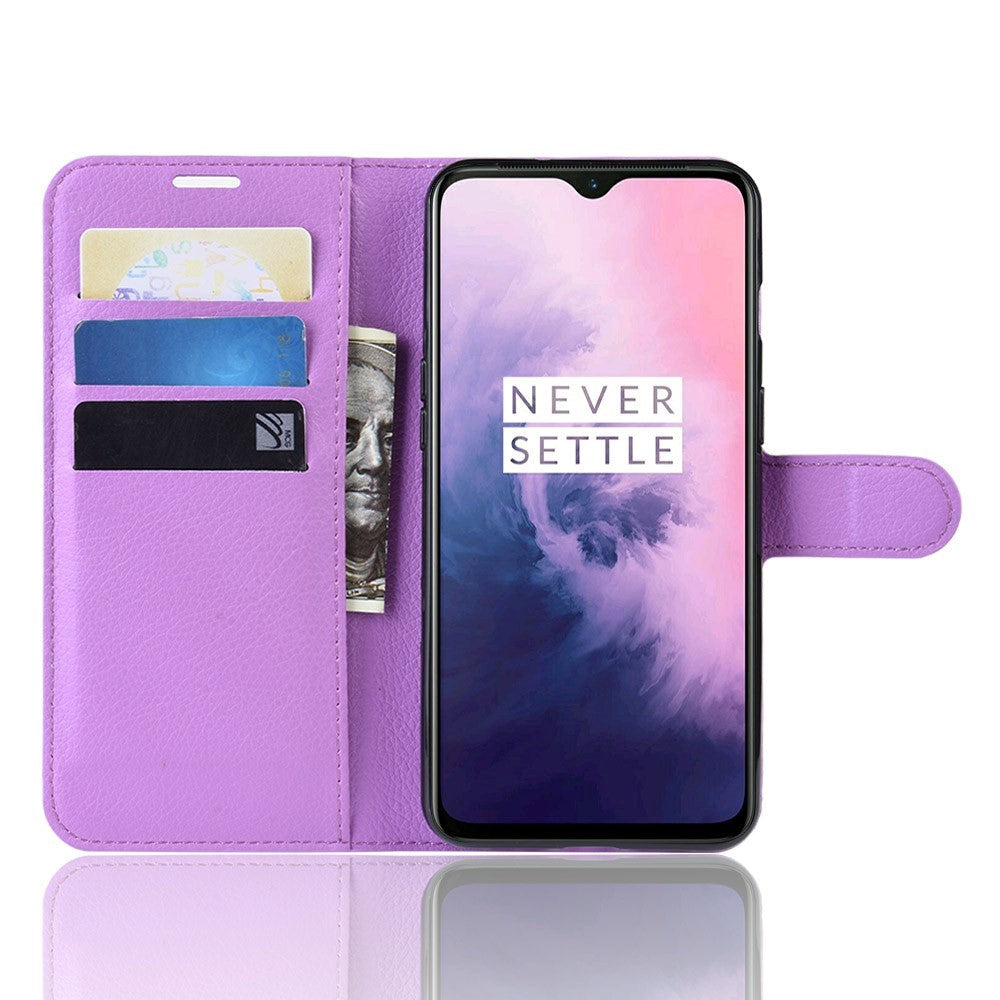 OnePlus 7 Plånboksfodral Läder - Lila