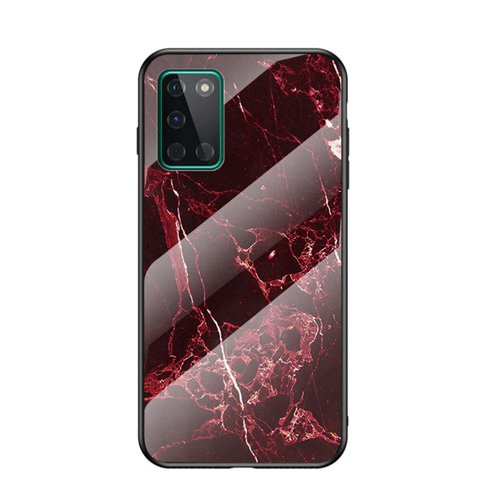 EIDERWOOD OnePlus 8T Hybrid Marmor Skal med Glas Baksida - Röd