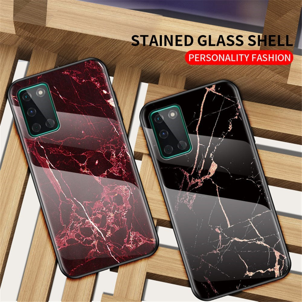 EIDERWOOD OnePlus 8T Hybrid Marmor Skal med Glas Baksida - Röd