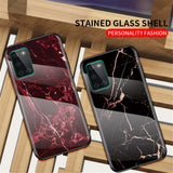 EIDERWOOD OnePlus 8T Hybrid Marmor Skal med Glas Baksida - Röd