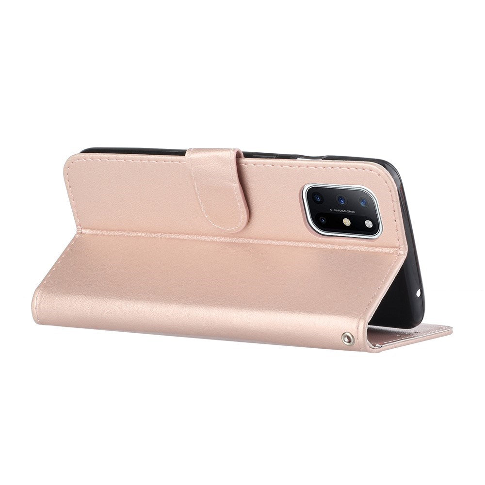 EIDERWOOD OnePlus 8T Konstläder Fodral med Rem & Korthållare - Rose Gold