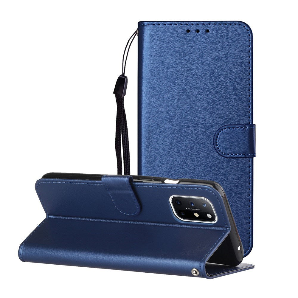 EIDERWOOD OnePlus 8T Konstläder Fodral med Rem & Korthållare - Blå