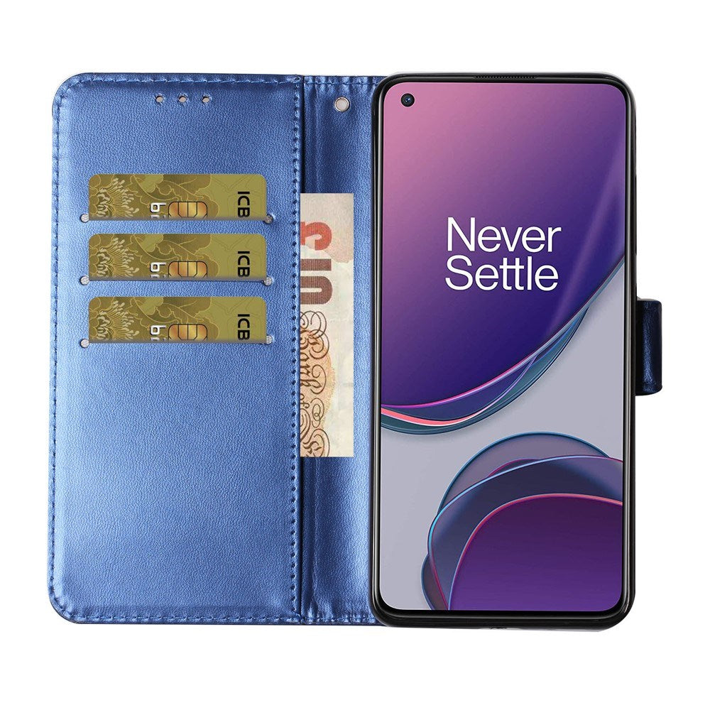 EIDERWOOD OnePlus 8T Konstläder Fodral med Rem & Korthållare - Blå