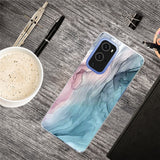 EIDERWOOD OnePlus 9 Pro Flexibelt Plast Skal med Marmordesign - Blå / Rosa