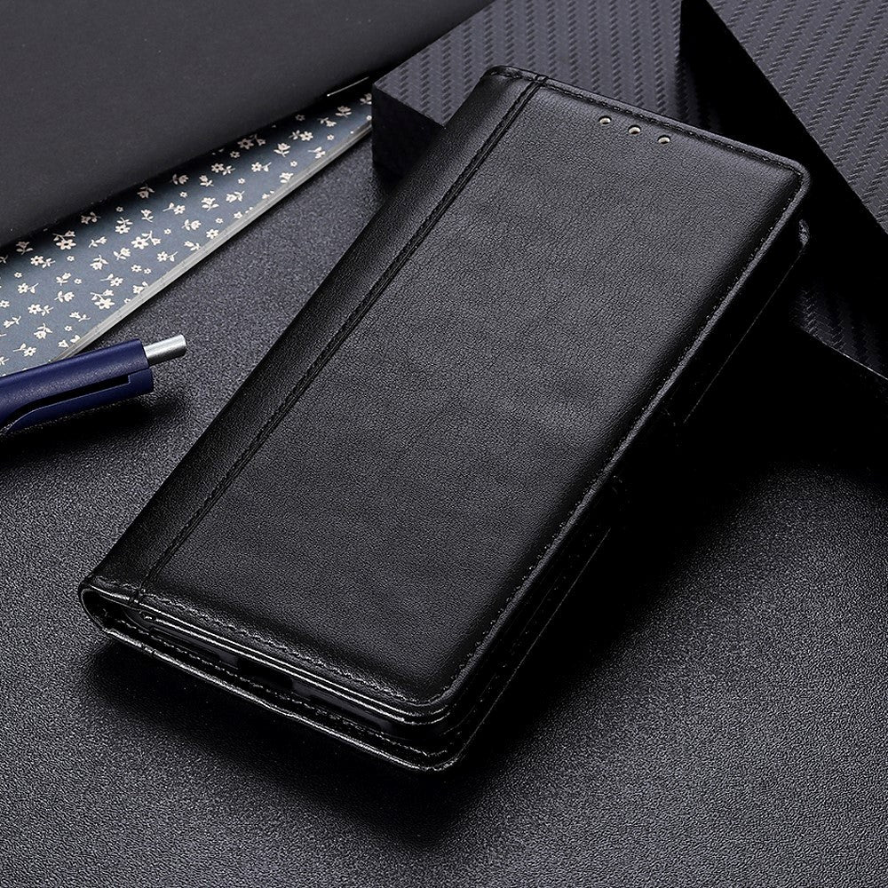 OnePlus 10 Pro Shiny Leather Flip Case m. Korthållare & stand - Svart