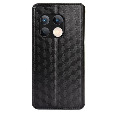 OnePlus 10 Pro Leather Wallet Case - Rhombus - Svart