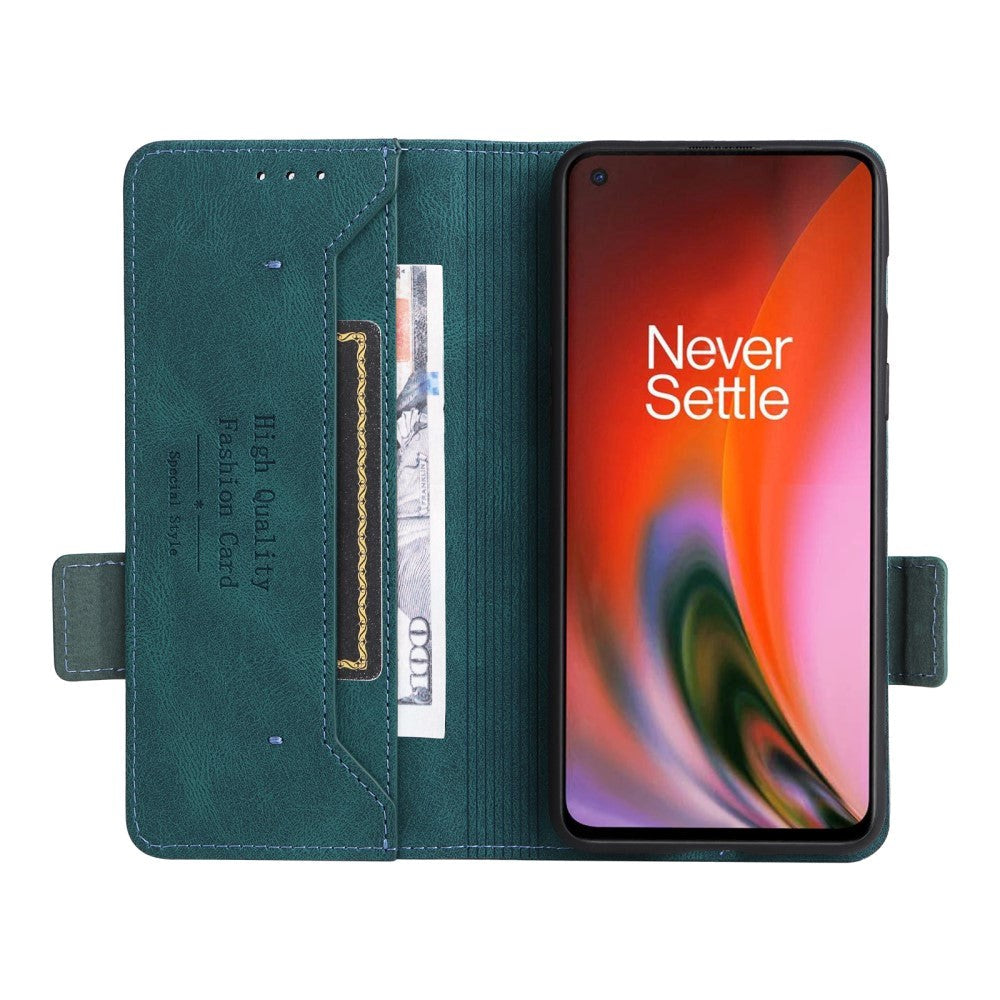 OnePlus Nord 2 (5G) Flip Case m. Stativfunktion & plånbok - grön