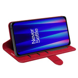 EIDERWOOD OnePlus Nord CE 2 (5G) Konstläder Flip Fodral m. Korthållare & Ställfunktion - Röd