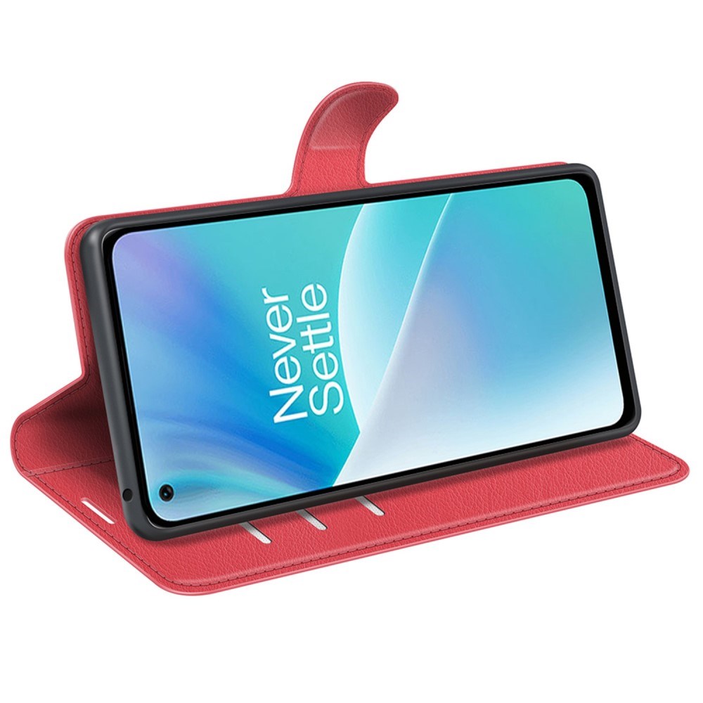 EIDERWOOD OnePlus Nord 2T (5G) Konstläder Flip Fodral m. Korthållare & Ställfunktion - Röd