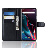 OnePlus 7 Pro Litchi Plånboksfodral Läder - Svart