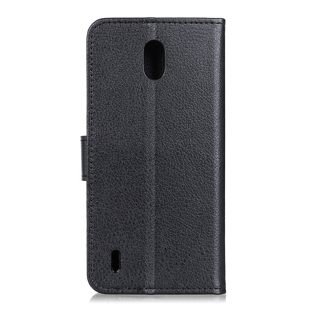 Nokia 1.3 Litchi Texture Leather Wallet Case - Svart