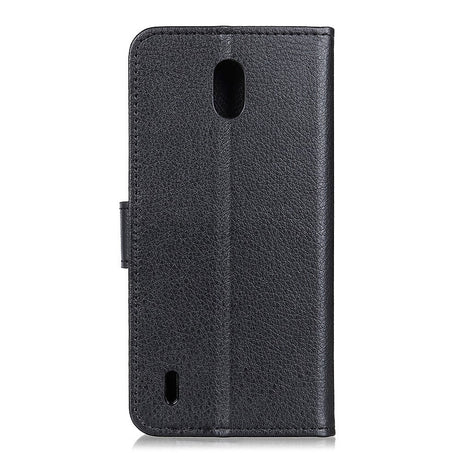 Nokia 1.3 Litchi Texture Leather Wallet Case - Svart