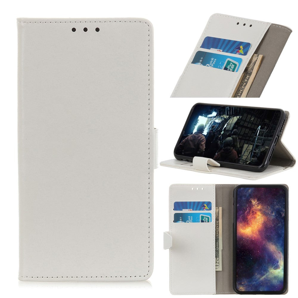 Nokia 1.3 Classic Leather Flip Case m. Stand & Card Holder - White