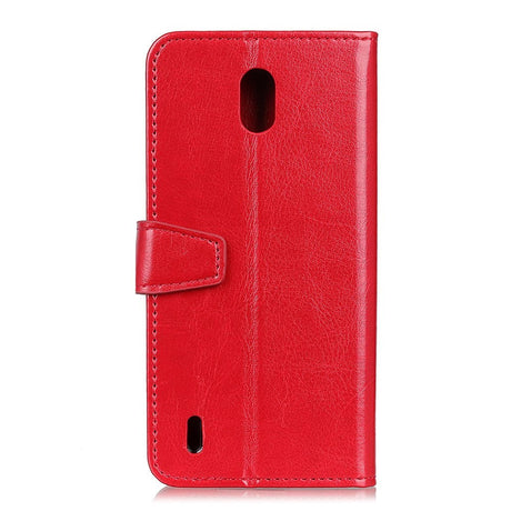 Nokia 1.3 Classic Leather Flip Case m. Stand & korthållare - röd