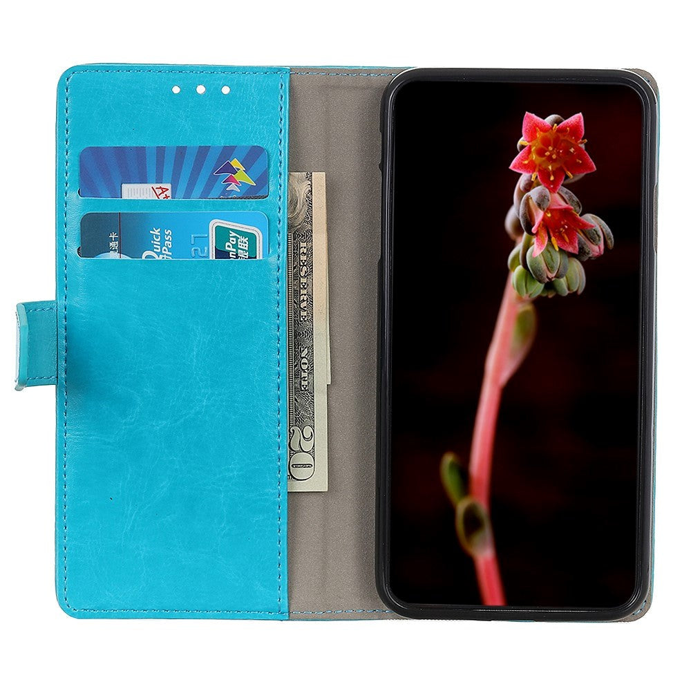 Nokia 1.3 Classic Leather Flip Case m. Stand & Card Holder - Cyan