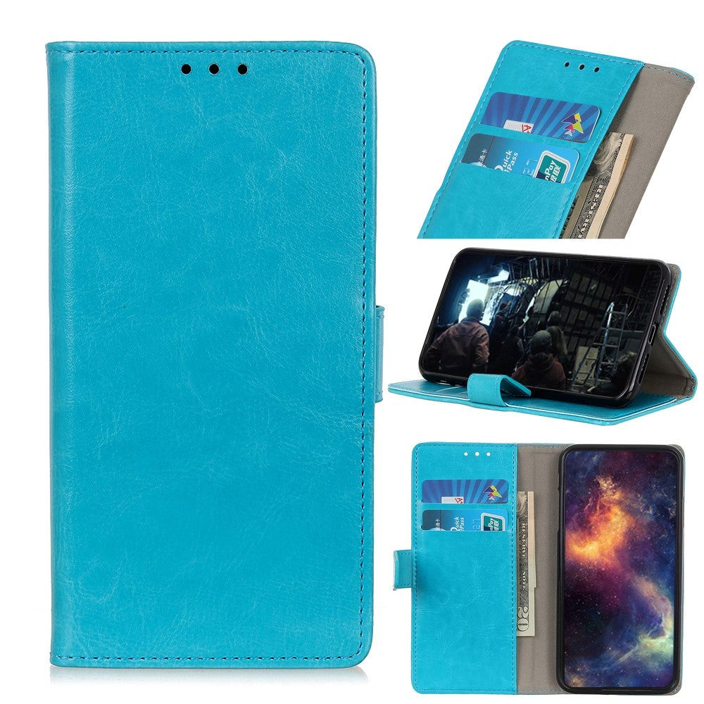 Nokia 1.3 Classic Leather Flip Case m. Stand & Card Holder - Cyan