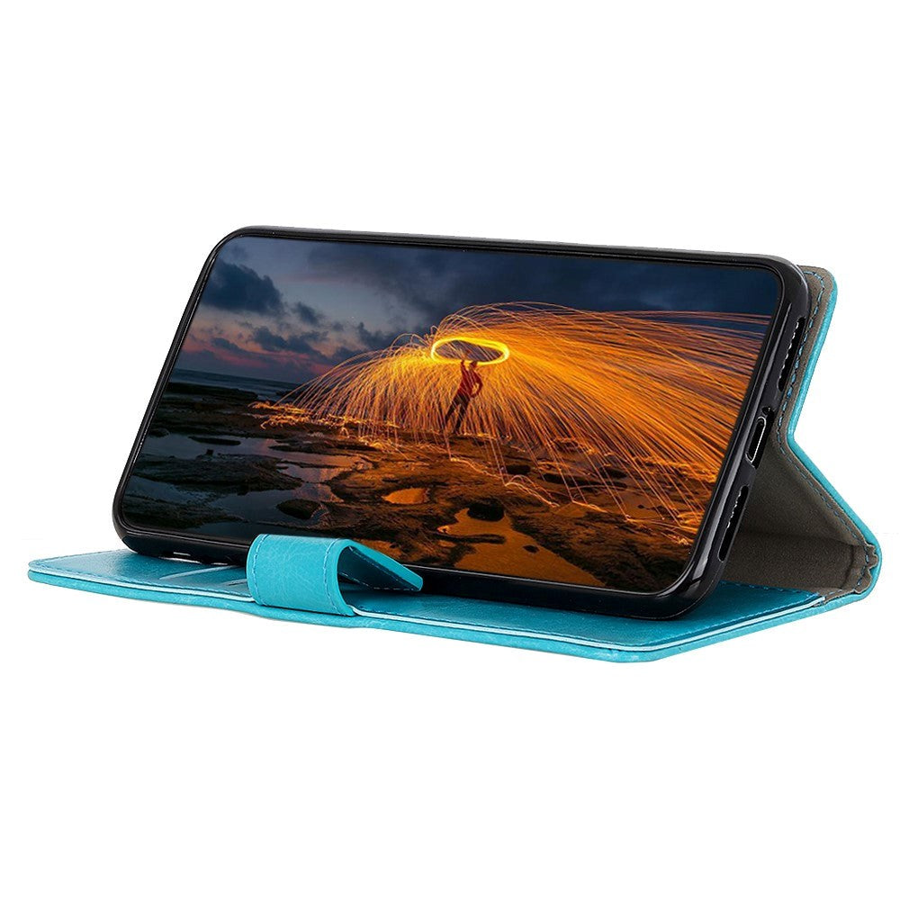 Nokia 1.3 Classic Leather Flip Case m. Stand & Card Holder - Cyan