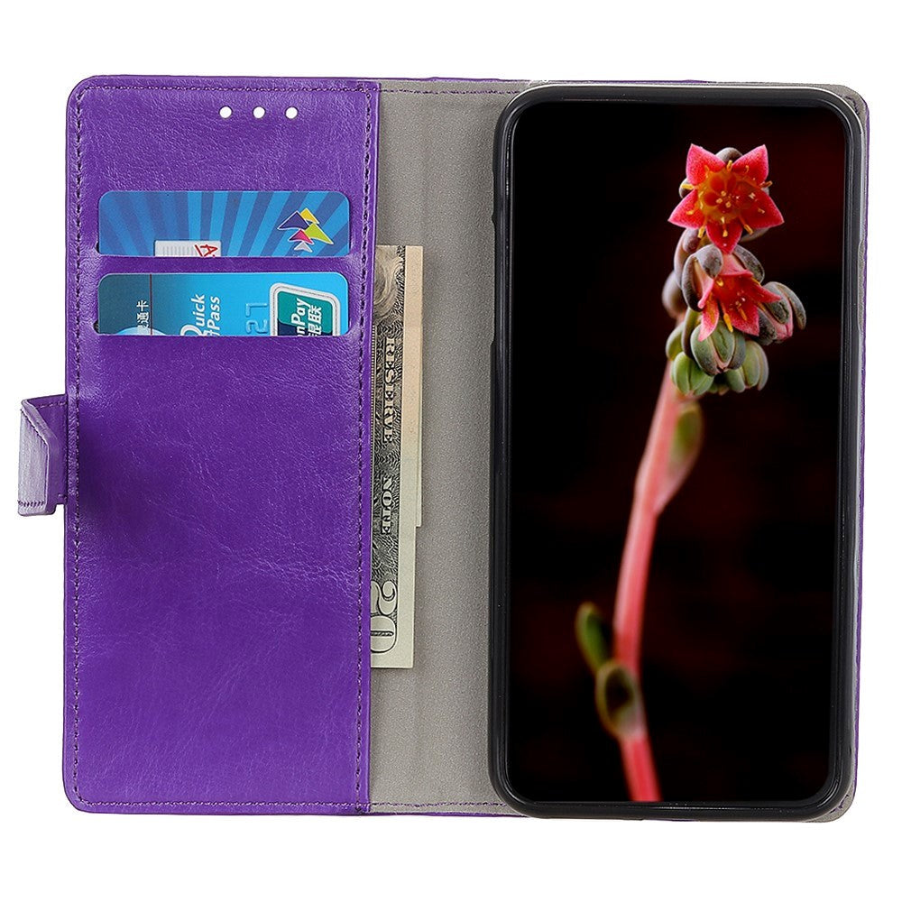 Nokia 1.3 Classic Leather Flip Case m. Stand & Card Holder - Purple