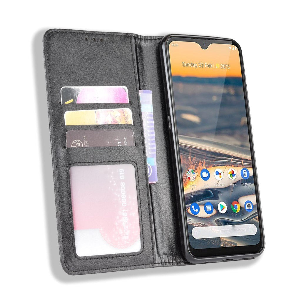 Nokia 5.3 Retro Leather Wallet Case - Svart