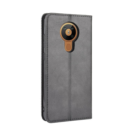 Nokia 5.3 Retro Leather Wallet Case - Svart