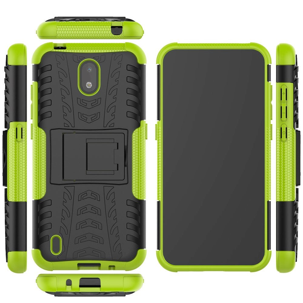 Nokia 1.3 Cool Tire Tough Case m. Stand - Svart / grönt