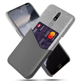 Nokia 2.4 Tygfodral m. Läderkortshållare - grå