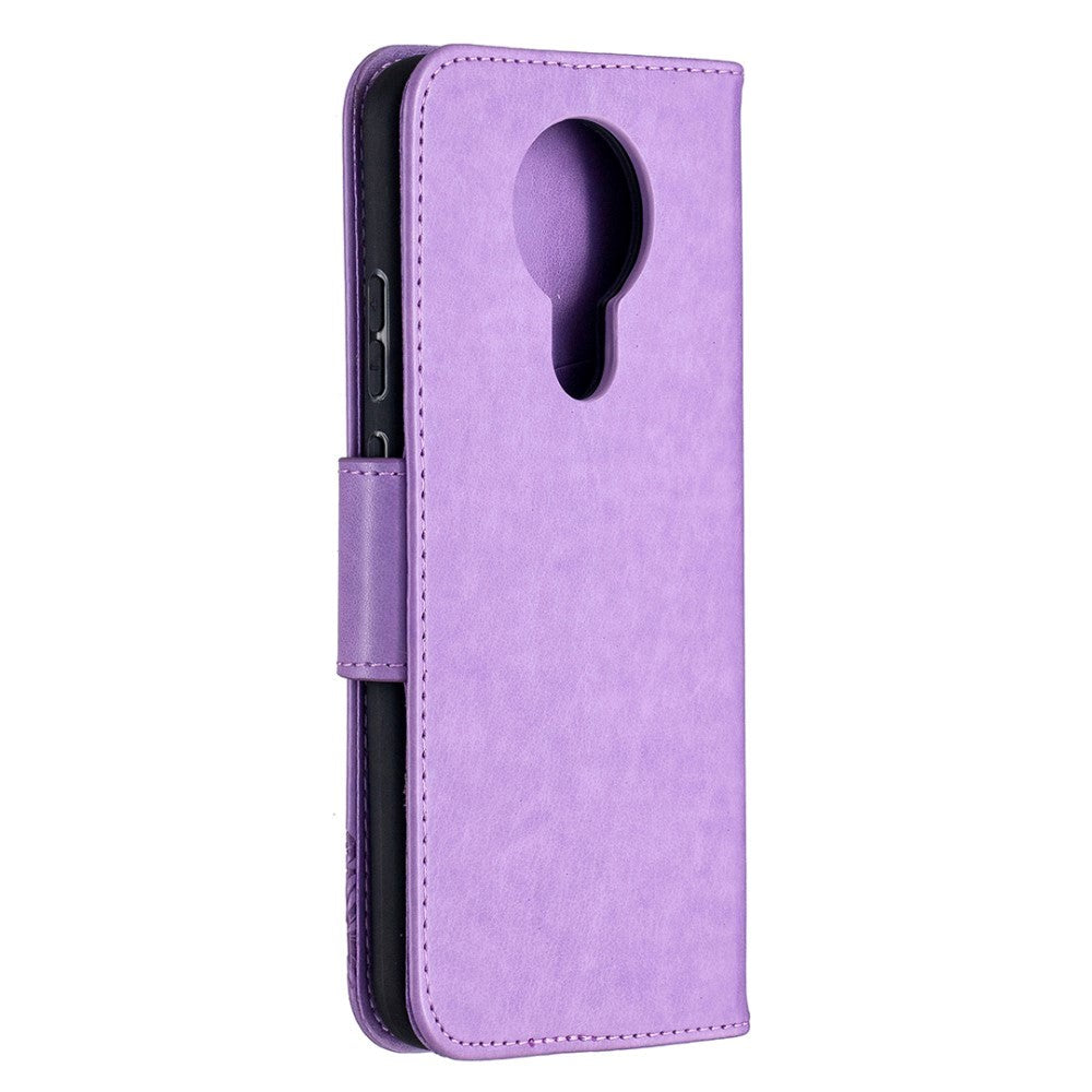 Nokia 3.4 Läderplånbokväska - Fjärilsmotiv - Purple