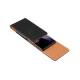 Universal Soft Pouch Leather Flip Case for Smartphones Black - (Max. Telefon: 165 x 83 x 18 mm)