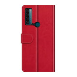 TCL 20 SE Glossy Leather Wallet Case - Red