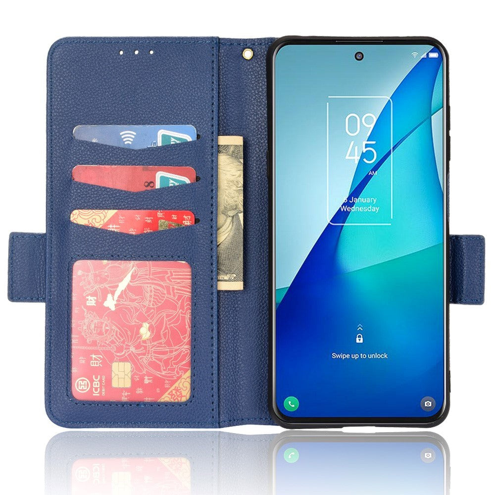 TCL 20L Ultra Litchi Leather Wallet Case - Blue