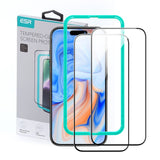 iPhone 15 Pro ESR Screen Shield Skärmskydd Härdat glas med Monteringsram - 2-pack - Svart Kant