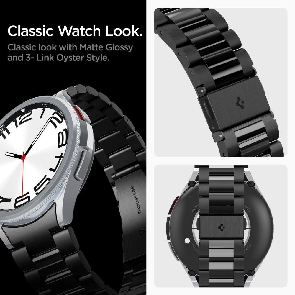 Spigen Samsung Galaxy Watch 6 Classic (47mm) Modern Fit Band - Armband i Rostfritt Stål inkl. Link Remover - Svart