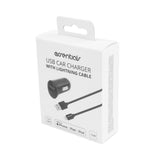 Essentials 12W Billaddare m. USB-A till Lightning Kabel - 1m - Svart