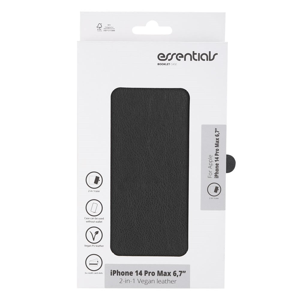 iPhone 14 Pro Max Essentials 2-i-1 Konstläder Fodral - Svart