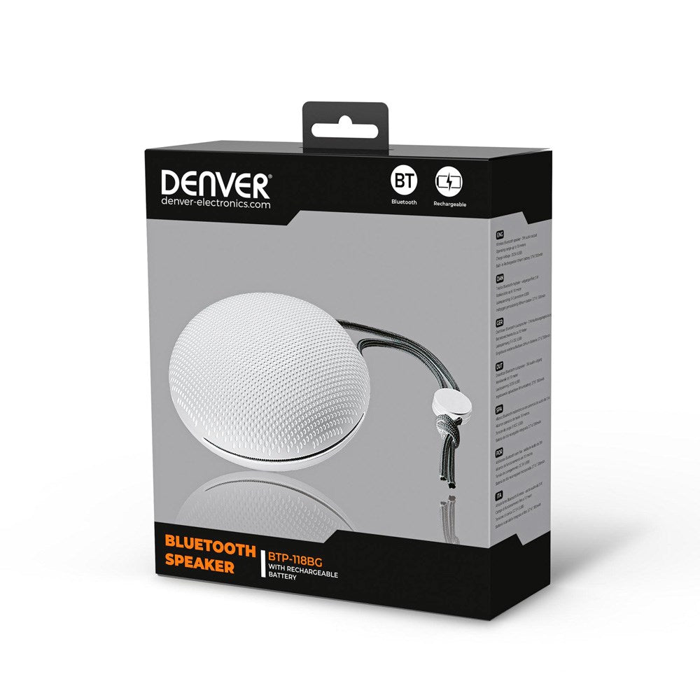 Denver Trådlös Bluetooth Högtalare med Upphängningsrem - Grå