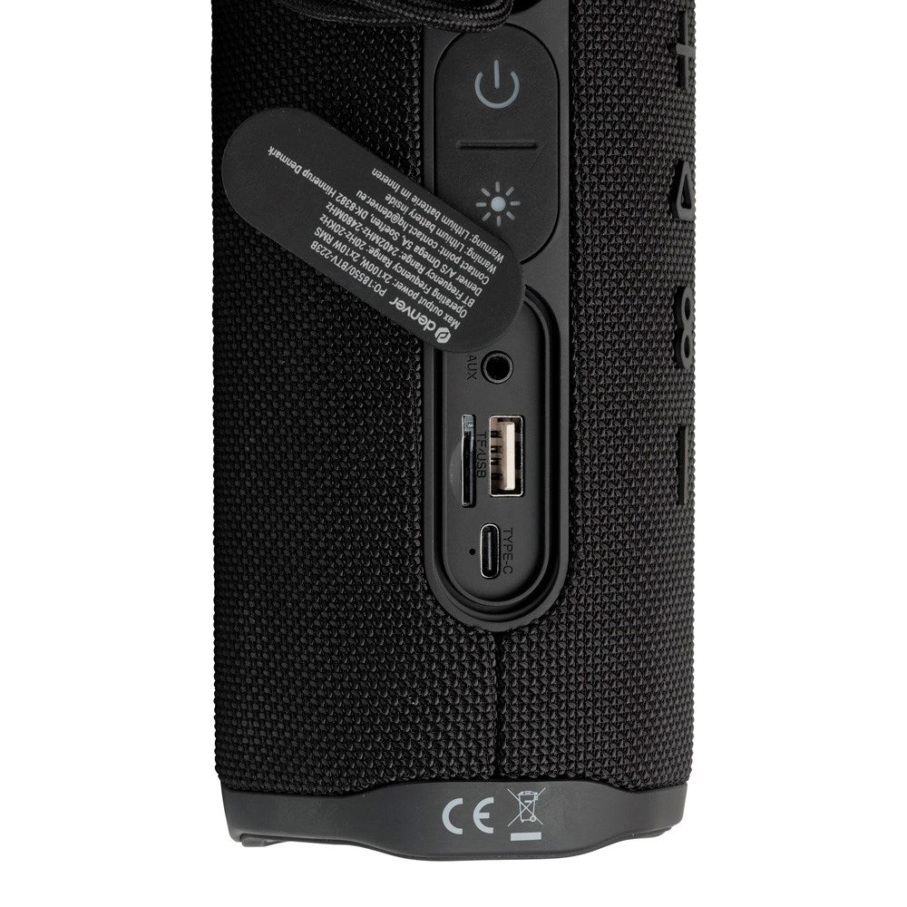 Denver IPX5 Vattentålig Trådlös Bluetooth Högtalare med Inbyggd Ljus - Blå