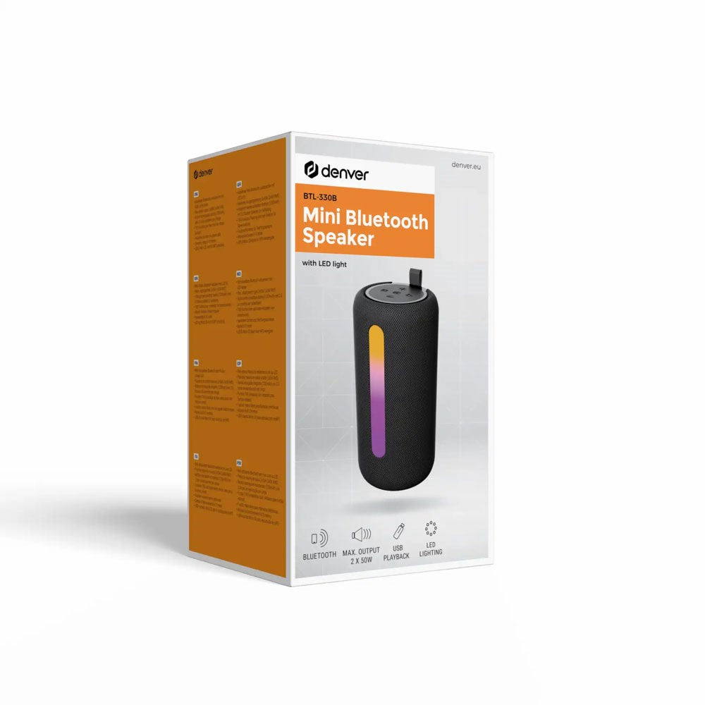 Denver BTL-330 Mini Bluetooth Högtalare m. LED Ljus - Svart