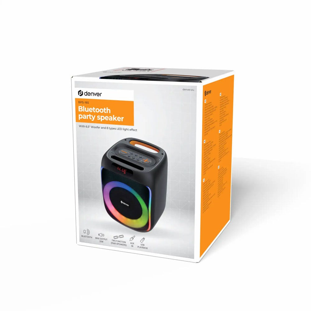 Denver BPS-165 Bluetooth Högtalare m. Inbyggt Ljus - Svart