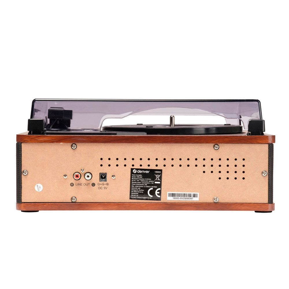 Denver VPB-262 Retro Skivspelare med Bluetooth & 2 x 20W Inbyggda Högtalare - Svart / Brun