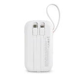 Xceed Powerbank - 10 000 mAh - Inbyggda kablar - Snabbladdning - Vit