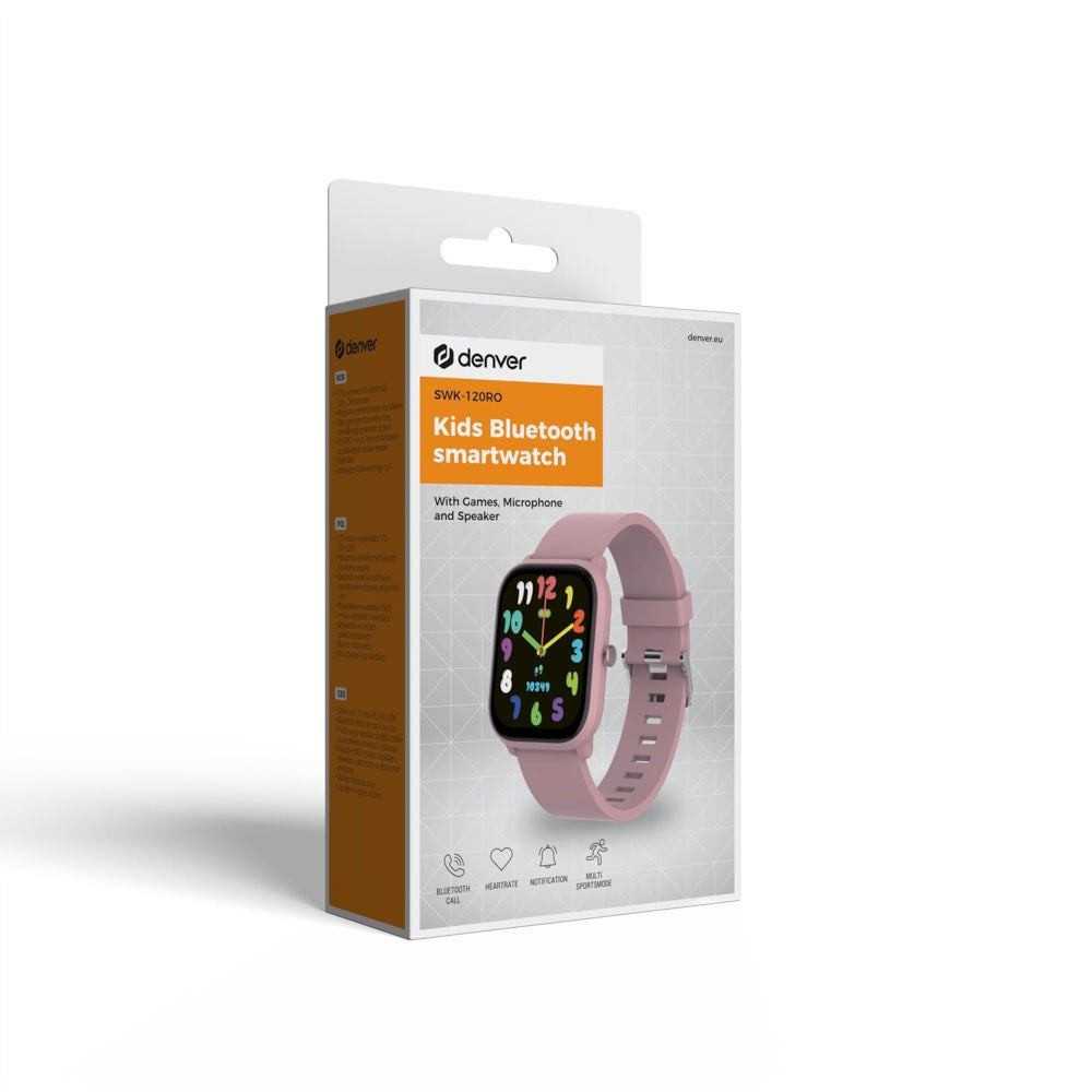 Denver SWK-120RO Smartklocka för Barn m. Bluetooth & Spel - Rosa